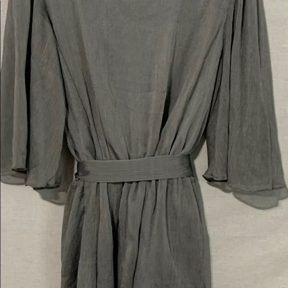 NWT American Glamour by Badgley Mischka| Size Small |Beaded V Neck Gray Blouse - Picture 3 of 6